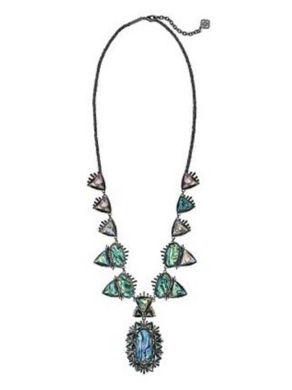 Kendra Scott Havana Gunmetal Necklace in Abalone, Yellow Rose Collection HTF - Picture 2 of 8